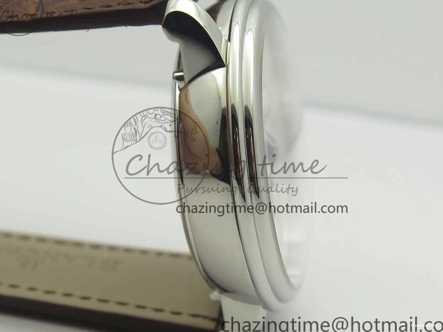 0712 Upgraded Villeret Quantième Complet 8 Jours SS Complicated Function OMF 1:1 Best Edition White Dial on Brown Leather Strap A 7983